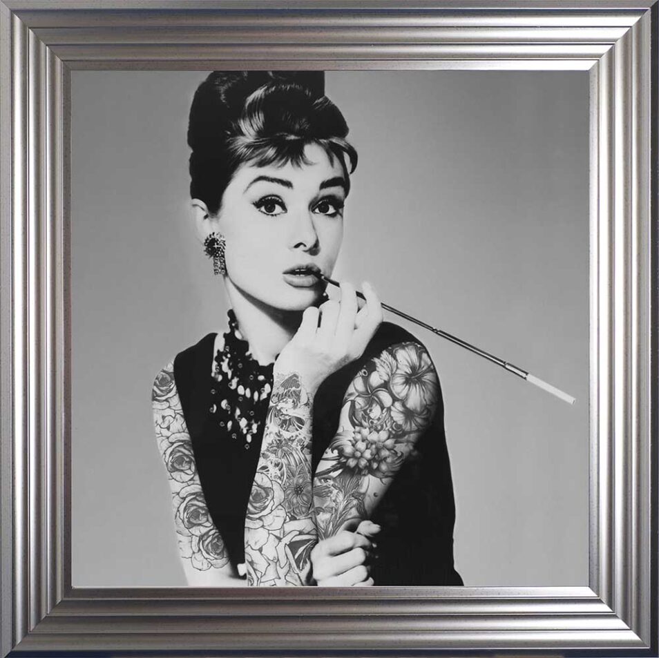 Audrey Hepburn - Classic Beauty - Tattooed Audrey - Silver Frame