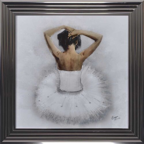 White Ballerina - White Tutu - Back - Sparkle - Metallic Frame