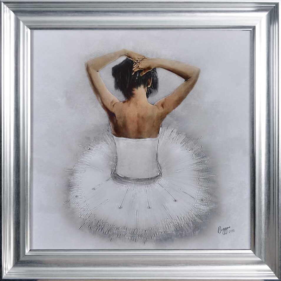 White Ballerina - White Tutu - Back - Sparkle - Silver Vegas Frame
