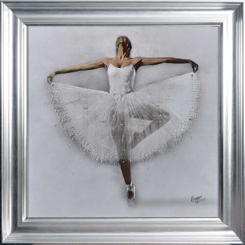 White Ballerina - White Tutu - Performing - Front - Sparkle - Silver Vegas Frame