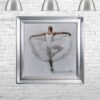 White Ballerina - White Tutu - Performing - Front - Sparkle - Silver Vegas Frame - Mounted