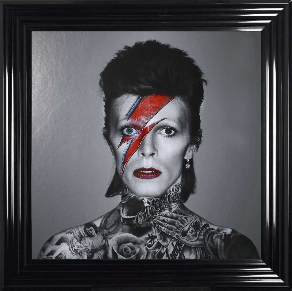 David Bowie - Colour Lightning - Tattoos - Black Frame