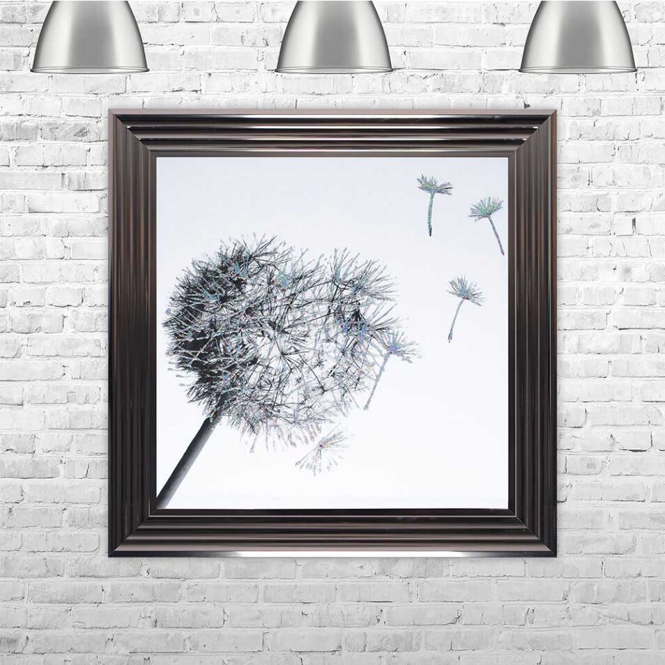 Dandelions - Blowing Right - Metallic Frame - Mounted