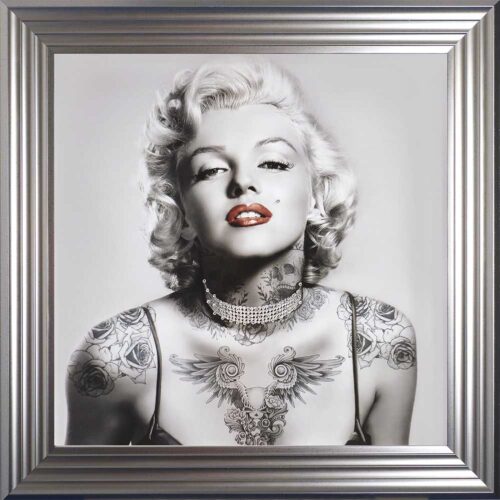 Marilyn Monroe - Tattooed - Red Lips - Silver Frame