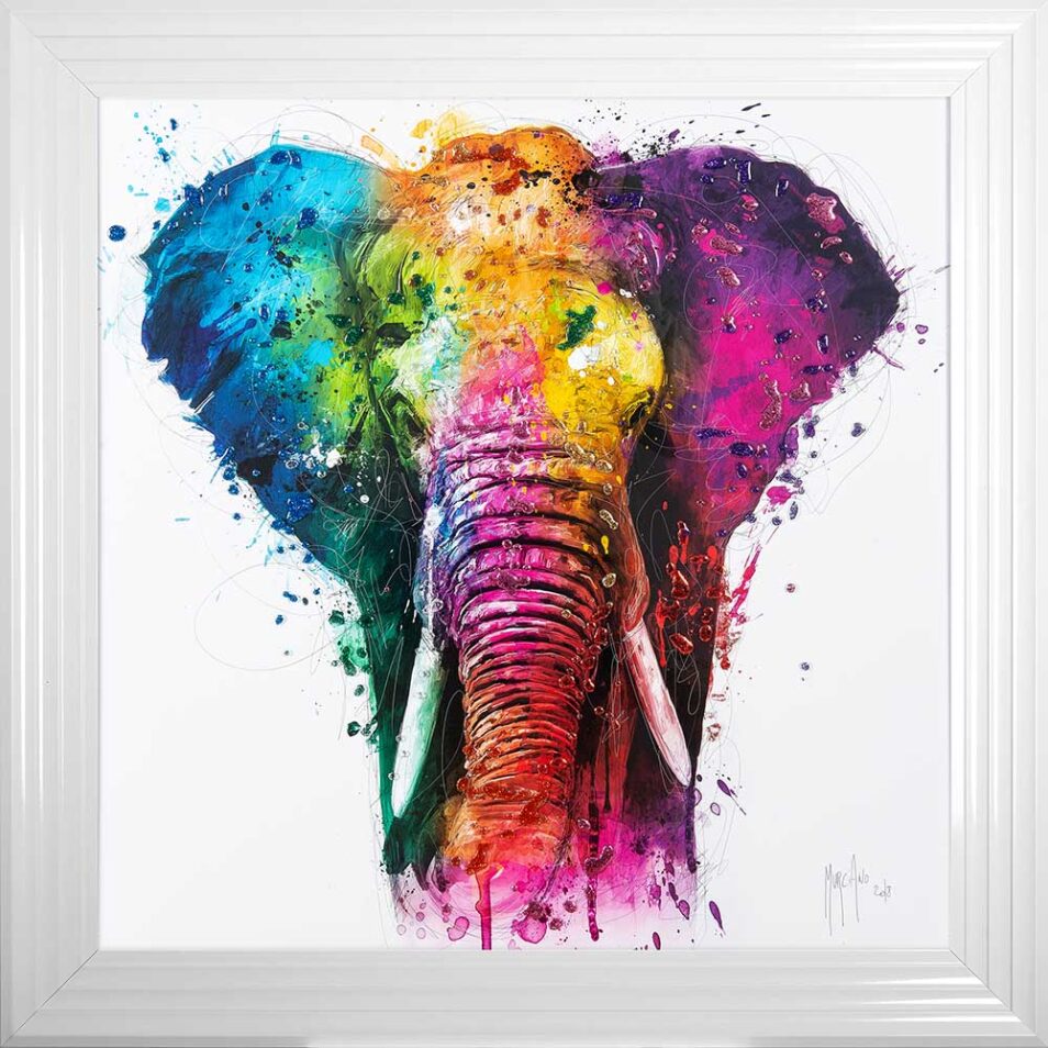 Africa - Elephant - Colourful - Patrice Murciano - White Frame