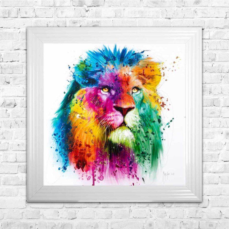 Lion - Pride - Patrice Murciano - Colour - White Frame - Mounted